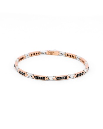Zancan Black Magic Soft Men's Bracelet in Two-Tone Gold with Diamonds