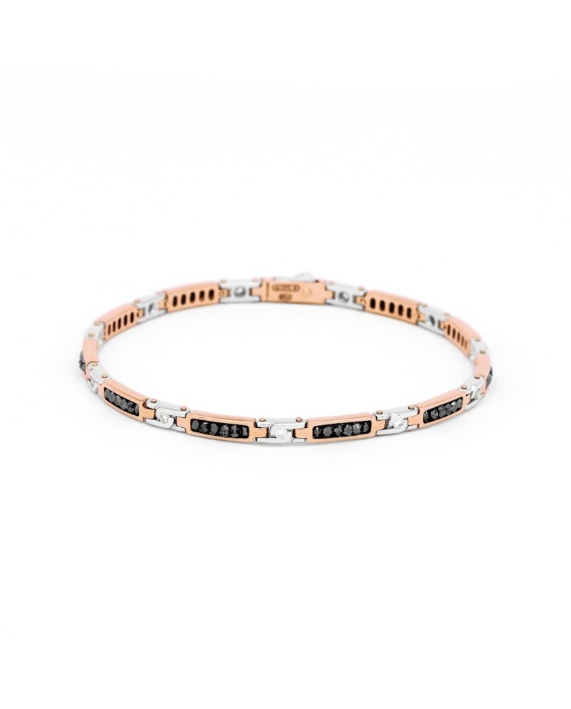 Zancan Black Magic Soft Men's Bracelet in Two-Tone Gold with Diamonds