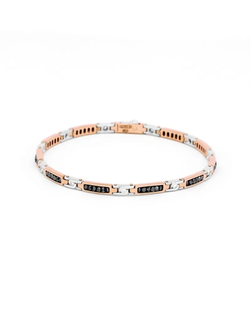 Zancan Black Magic Soft Men's Bracelet in Two-Tone Gold with Diamonds