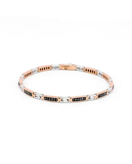 Bracciale da Uomo Zancan Black Magic Soft in Oro Bicolore con Diamanti
