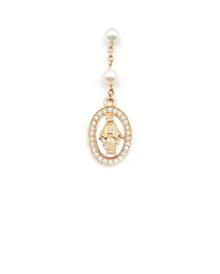Rosario Crivelli con Madonnina in Oro Rosa, Madreperla, Perle e Diamanti