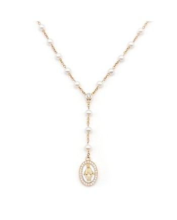Crivelli Rosary with Madonna in Rose Gold, Mother of Pearl, Pearls and Diamonds