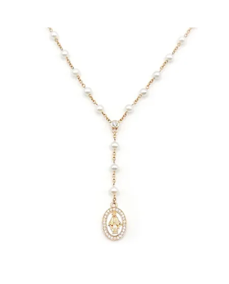 Chapelet Crivelli avec la Madone en or rose, nacre, perles et diamants
