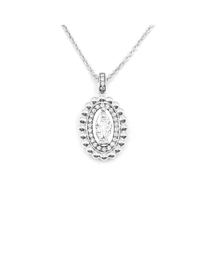 Collier ras du cou Crivelli avec Madonna en or blanc et diamants