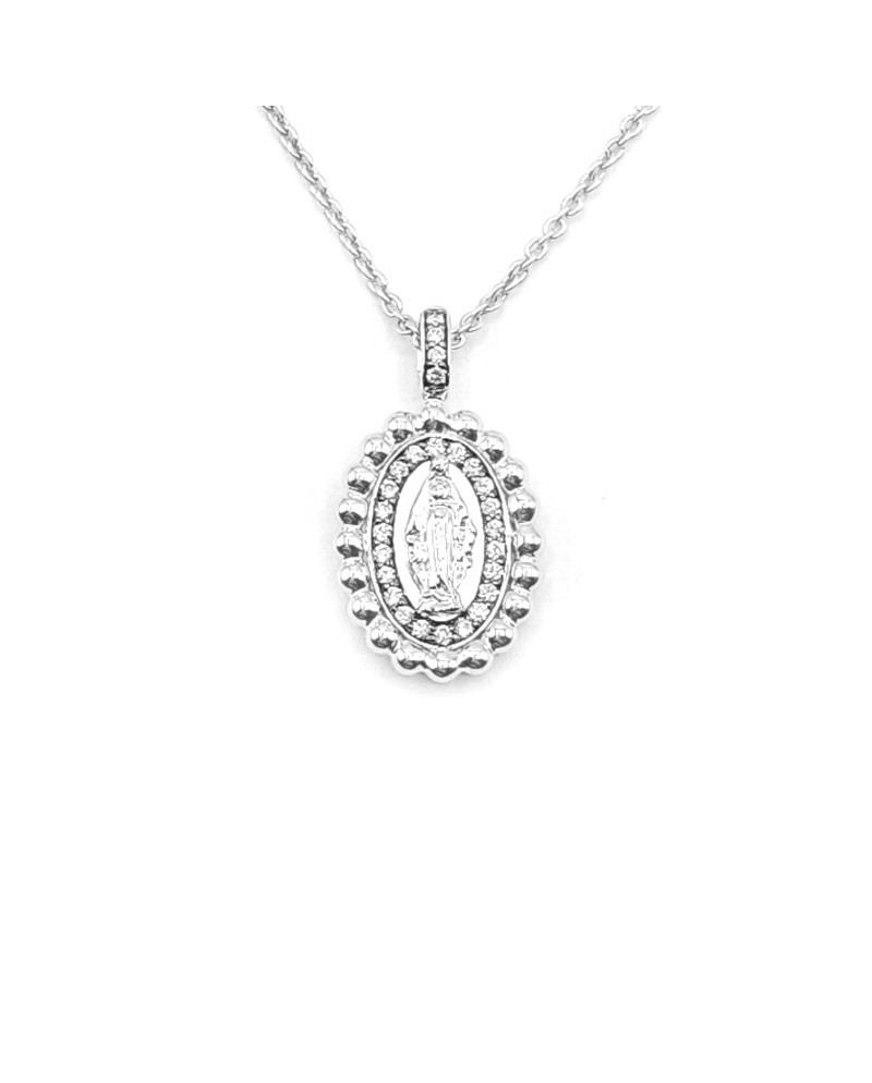 Collier ras du cou Crivelli avec Madonna en or blanc et diamants