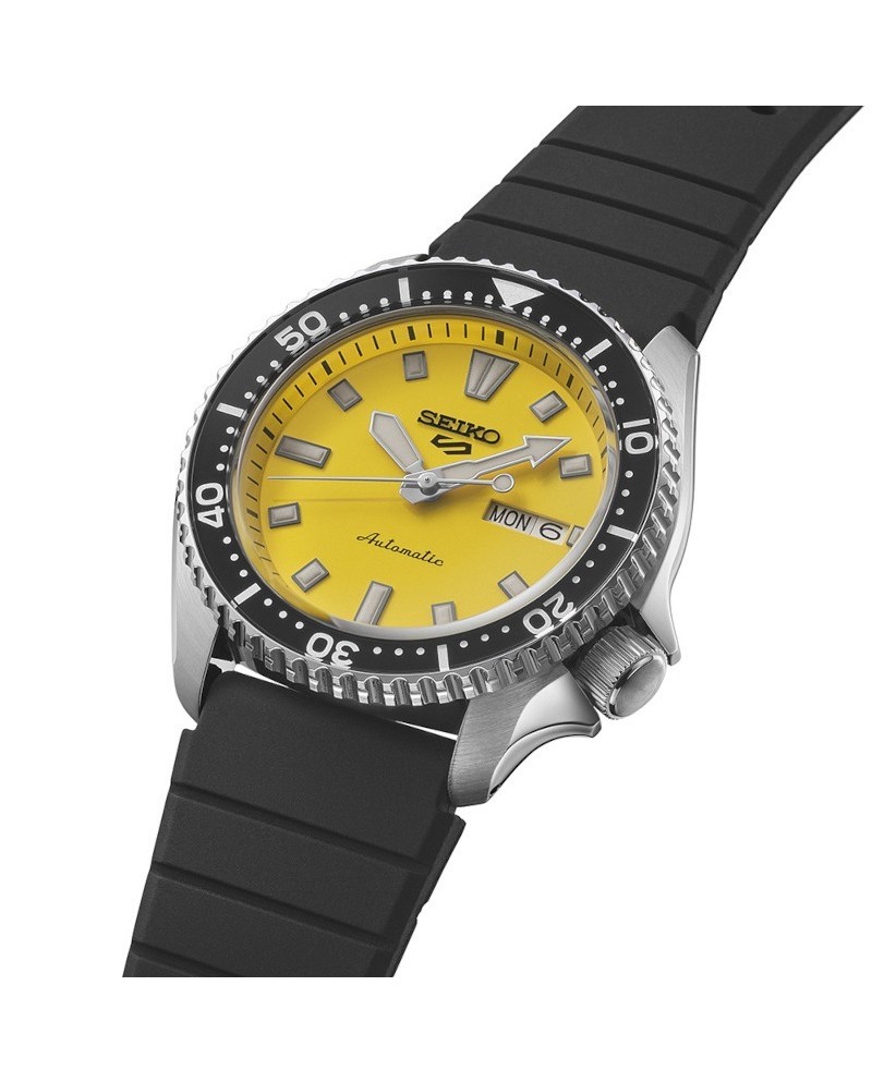 Seiko Sports Watch Yellow Dial Silicone Strap