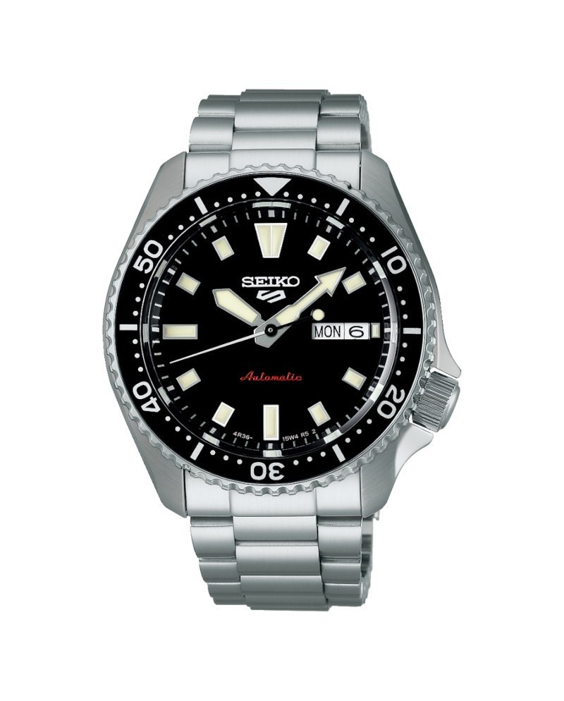 Seiko 5 Sports Watch Black Dial Stainless Steel Strap