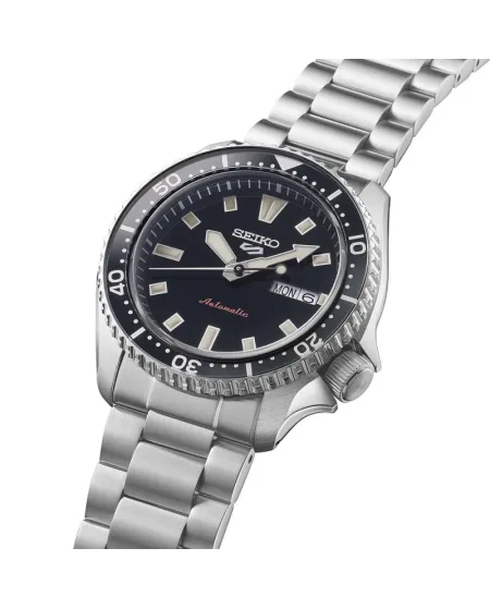 Seiko 5 Sports Watch Black Dial Stainless Steel Strap