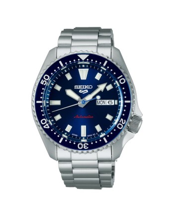 Montre de sport Seiko 5 avec cadran bleu et bracelet en acier inoxydable