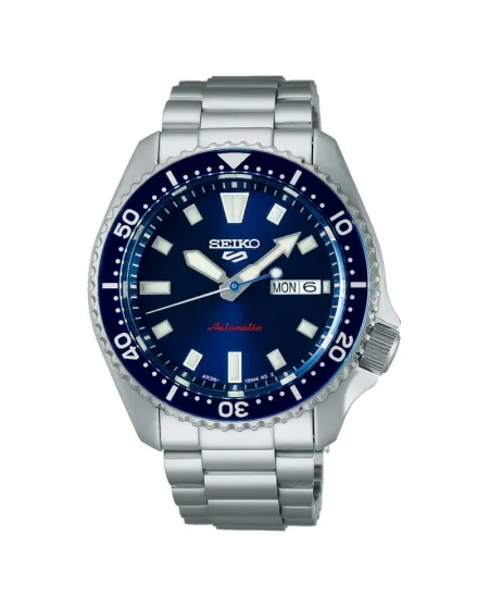 Montre de sport Seiko 5 avec cadran bleu et bracelet en acier inoxydable