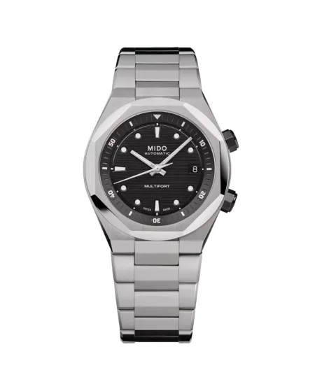 Orologio Mido Multifort 8 Two Crowns Nero con Cinturino in Acciaio