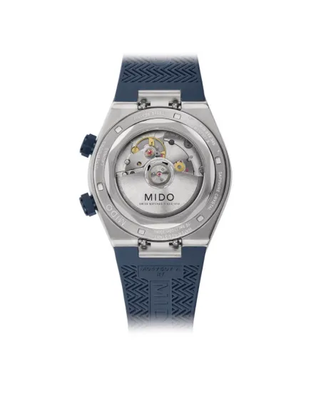 Mido Multifort 8 Two Crowns Blue Rubber Strap Watch