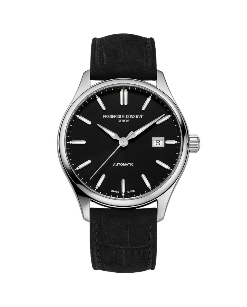 Montre Frederique Constant Classics Index avec bracelet en cuir noir