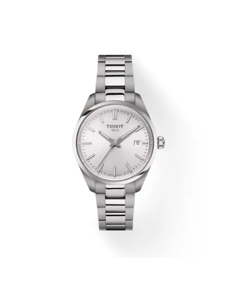 Montre Tissot PR 100 avec cadran argenté et bracelet en acier de 34 mm