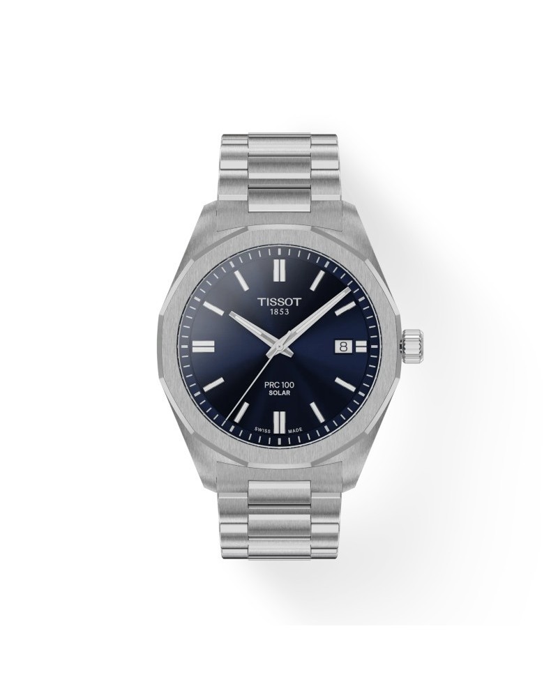 Montre solaire PRC 100 avec cadran bleu et bracelet en acier