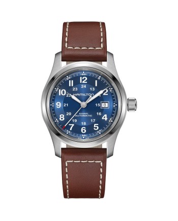 Hamilton Khaki Field Auto 42mm Blue Dial Leather Strap Watch