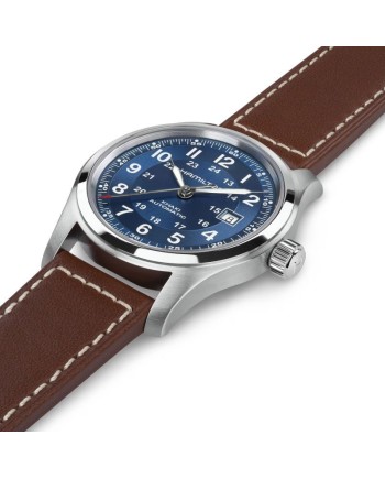 Hamilton Khaki Field Auto 42mm Blue Dial Leather Strap Watch