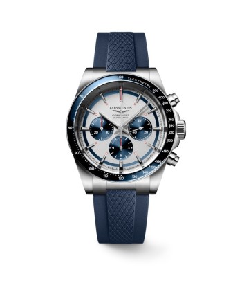 Longines Conquest Chronograph with Silver Dial and Rubber Strap