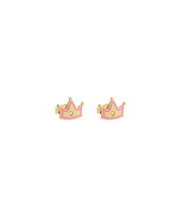 Le Bebè Primegioie Lucciole Earrings in Yellow Gold with Crown and Diamonds