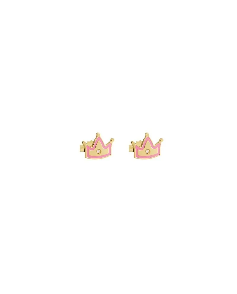 Le Bebè Primegioie Lucciole Earrings in Yellow Gold with Crown and Diamonds