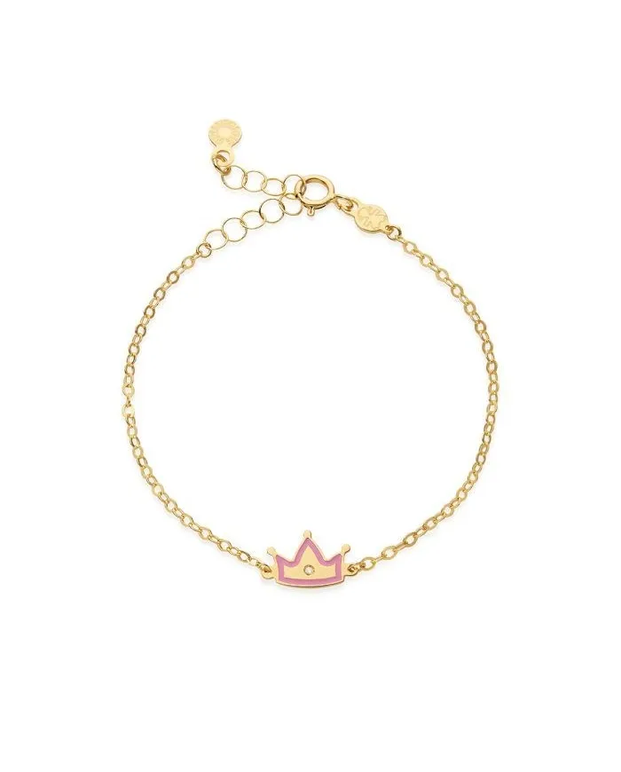 Le Bebè Primegioie Lucciole Bracelet in Yellow Gold with Crown and Diamond