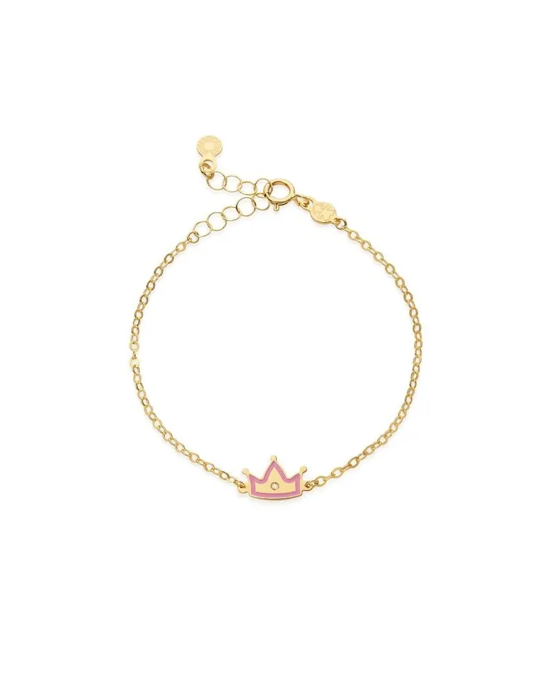 Le Bebè Primegioie Lucciole Bracelet in Yellow Gold with Crown and Diamond
