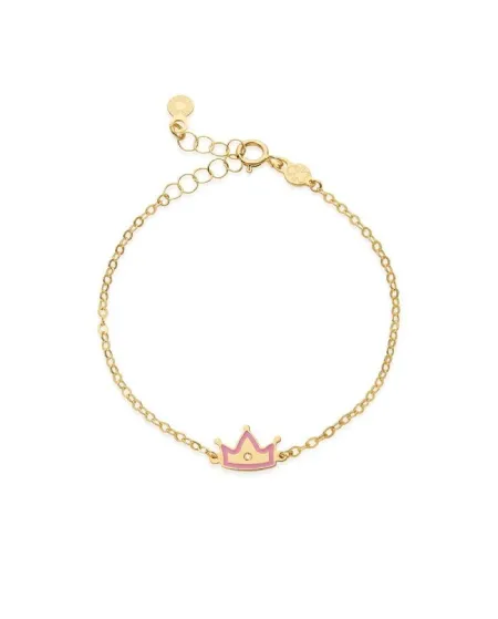 Bracelet Le Bebè Primegioie Lucciole en or jaune avec couronne et diamant