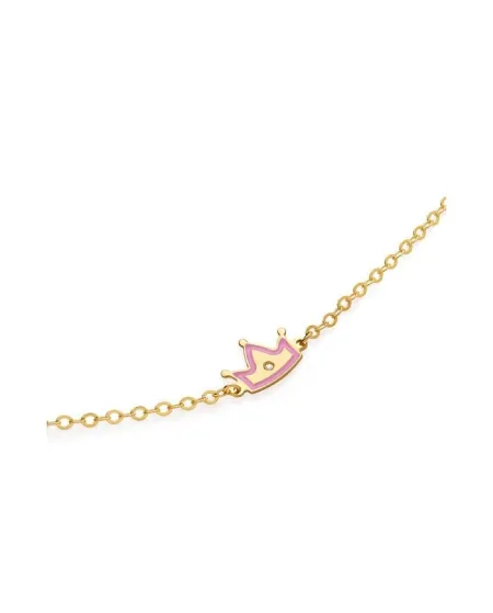 Bracelet Le Bebè Primegioie Lucciole en or jaune avec couronne et diamant