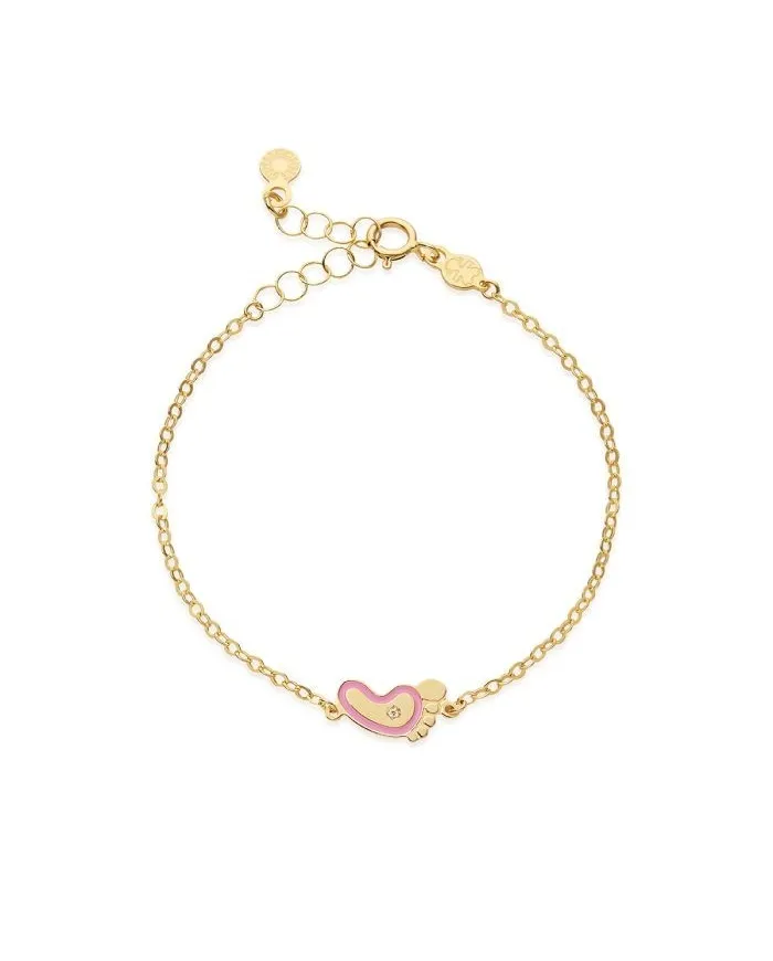 Bracelet Le Bebè Primegioie Lucciole en or jaune avec pied rose et diamant