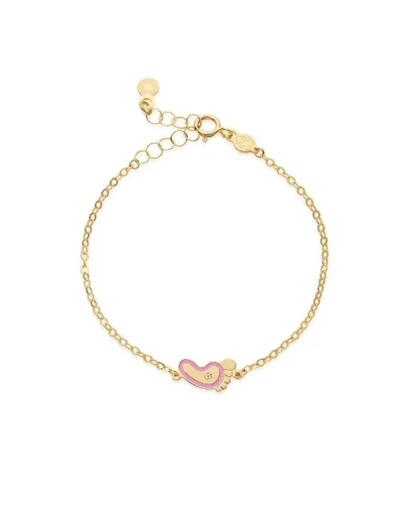 Bracelet Le Bebè Primegioie Lucciole en or jaune avec pied rose et diamant