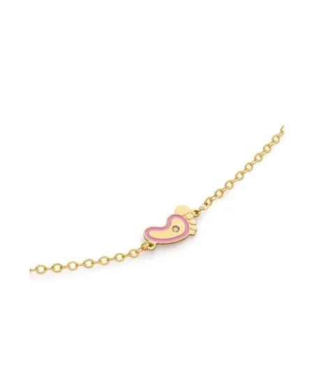 Le Bebè Primegioie Lucciole Bracelet in Yellow Gold with Pink Foot and Diamond