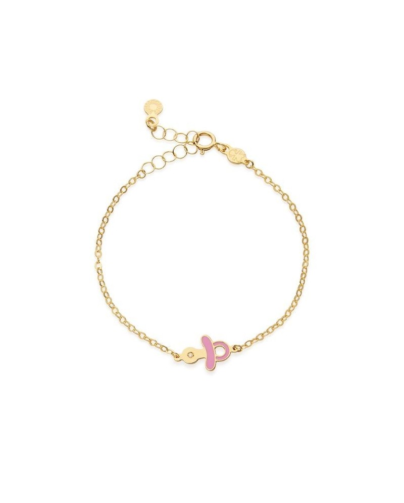 Le Bebè Primegioie Lucciole Bracelet in Yellow Gold with Pink Pacifier and Diamond