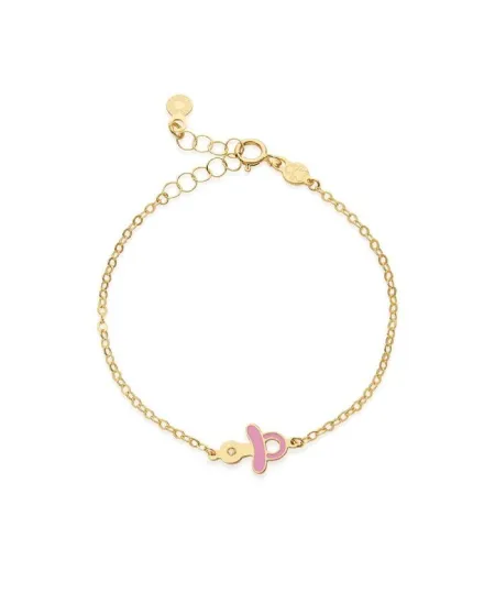 Bracciale Le Bebè Primegioie Lucciole in Oro Giallo con Ciuccio Rosa e Diamante