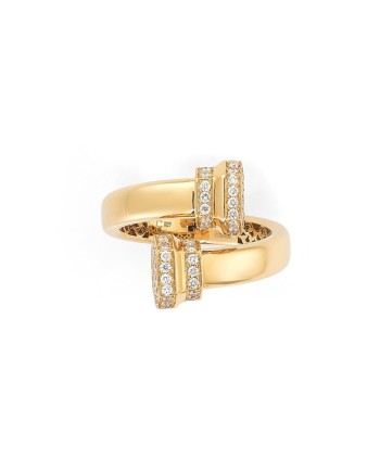 Bague pilier Crivelli en or jaune avec pavé de diamants