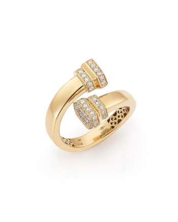 Bague pilier Crivelli en or jaune avec pavé de diamants