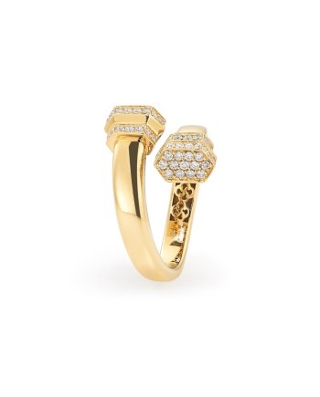 Crivelli Pillar Ring in Yellow Gold with Diamond Pavé