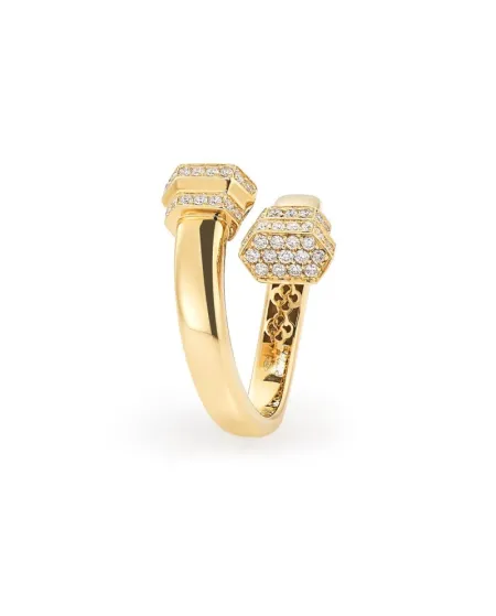 Anello Crivelli Pillar in Oro Giallo con Pavé di Diamanti