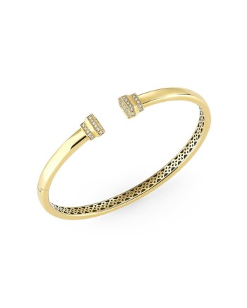 Crivelli Pillar Rigid Bracelet in Yellow Gold with Diamond Pavé