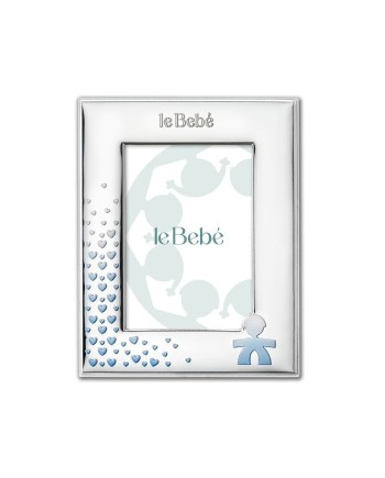 Cadre Le Bebé en PVD Argent avec Silhouette Bébé et Coeurs 10x15 cm
