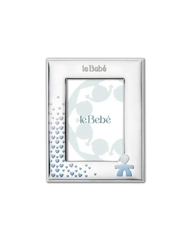 Cornice Le Bebé in Argento PVD con Sagoma Bimbo e Cuori 10x15 cm