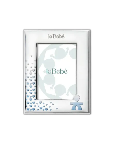 Le Bebé Frame in PVD Silver with Baby Silhouette and Hearts 10x15 cm