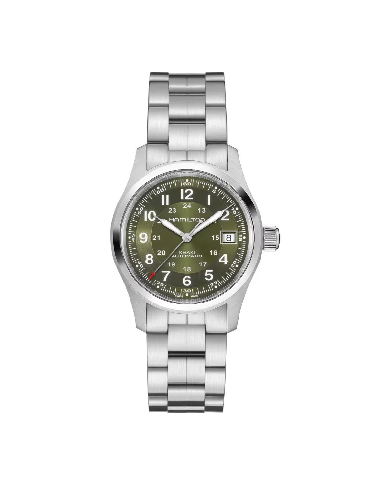 Montre Hamilton Khaki Field Auto 38 mm avec bracelet en acier vert