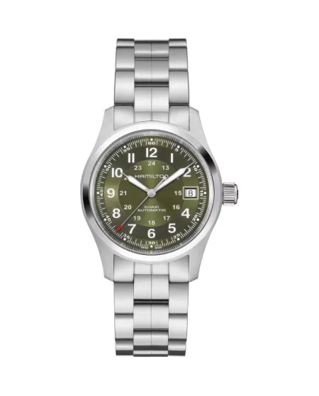 Hamilton Khaki Field Auto 38mm Green Steel Strap Watch
