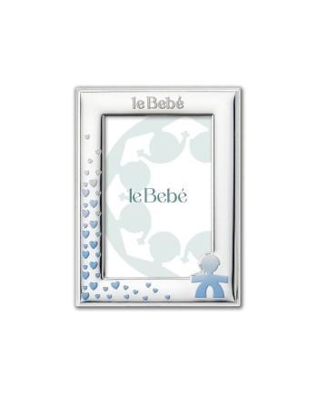 Cadre Le Bebé en PVD Argent avec Silhouette Bébé et Coeurs 9x13 cm