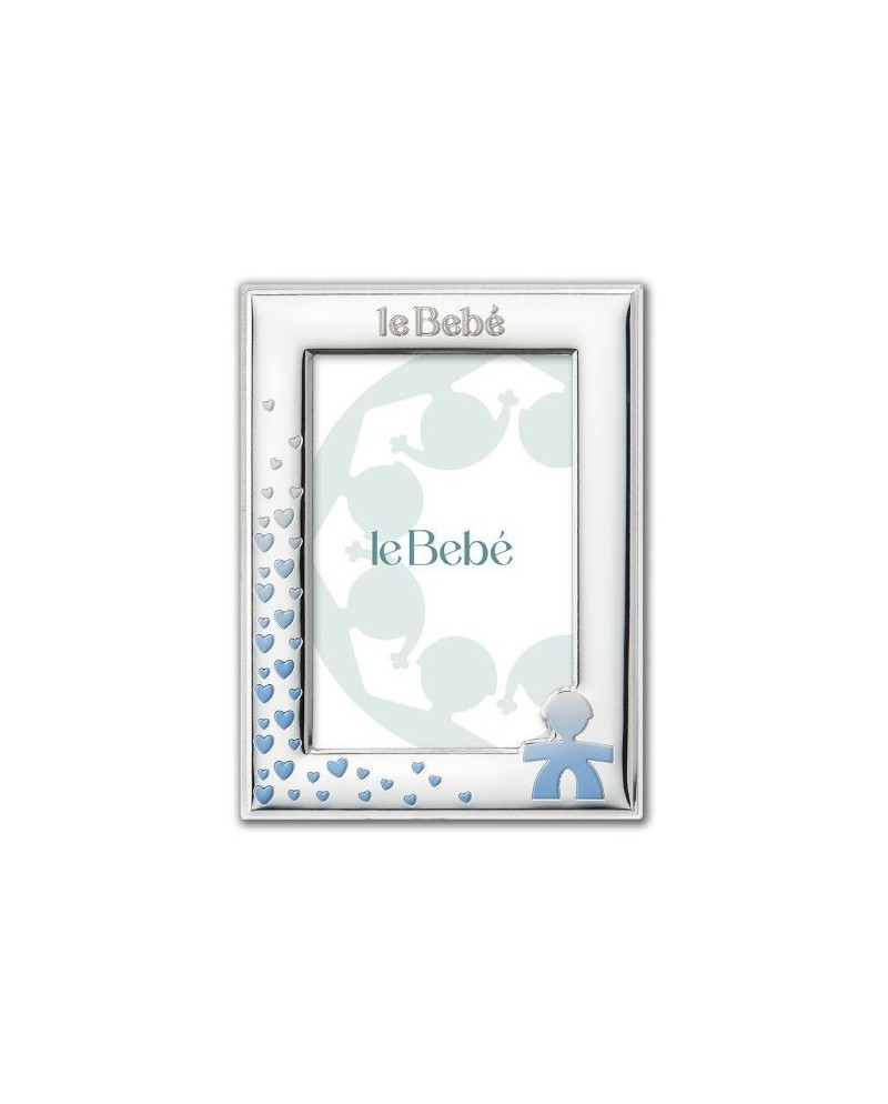 Le Bebé Frame in PVD Silver with Baby Silhouette and Hearts 9x13 cm