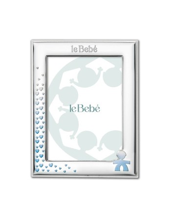 Le Bebé Frame in PVD Silver with Baby Silhouette and Hearts 13x18 cm