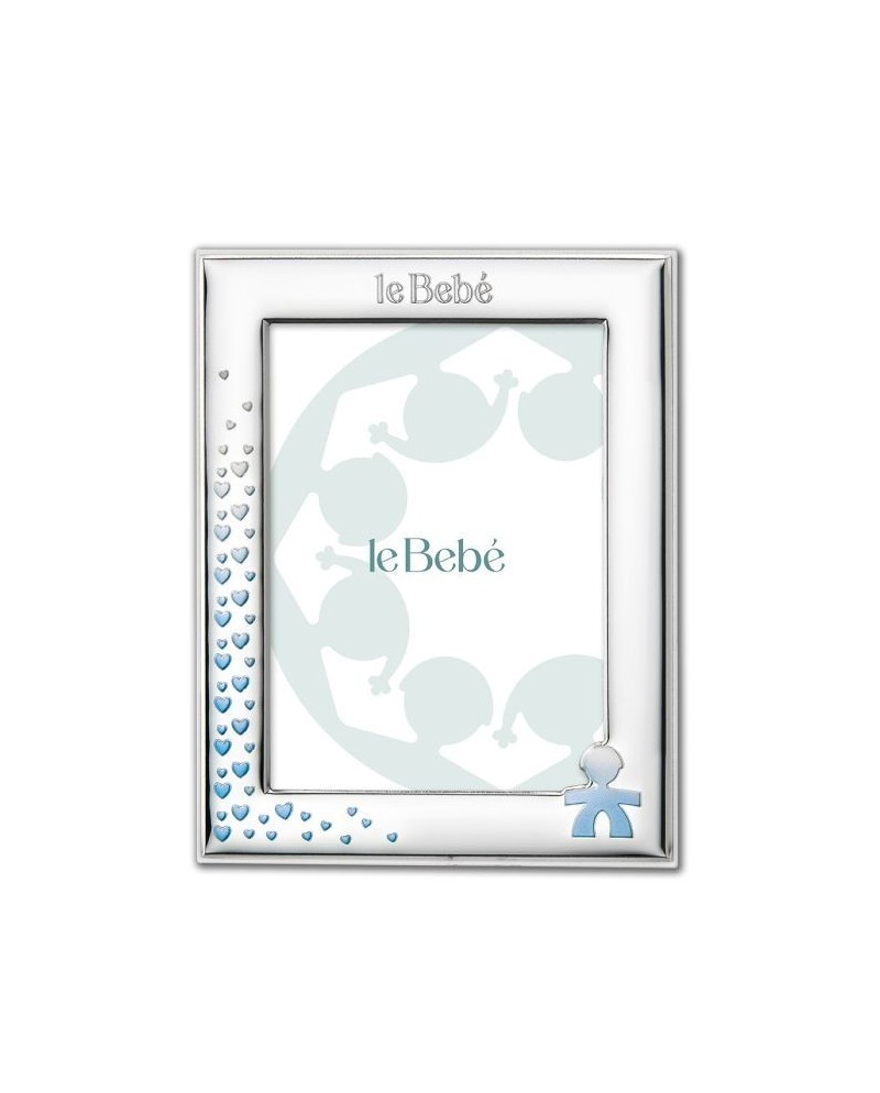 Cornice Le Bebé in Argento PVD con Sagoma Bimbo e Cuori 13x18 cm