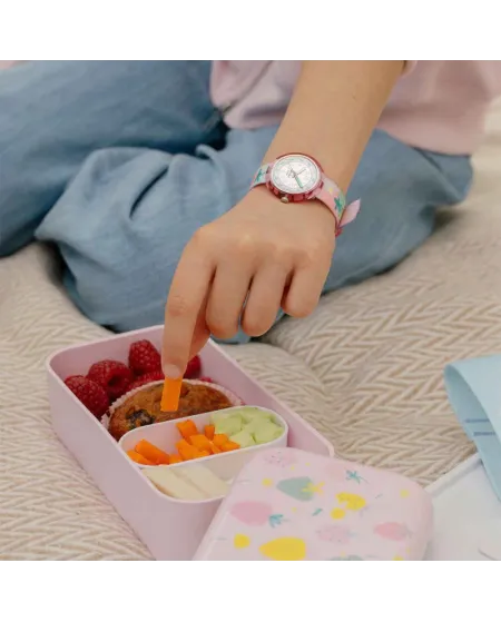 Montre Swatch Flik Flak Berry Nice avec boîte à lunch Monbento
