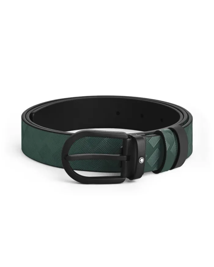 Ceinture réversible Montblanc Extreme 3.0 en cuir vert britannique avec motif fer à cheval et PVD 30 mm