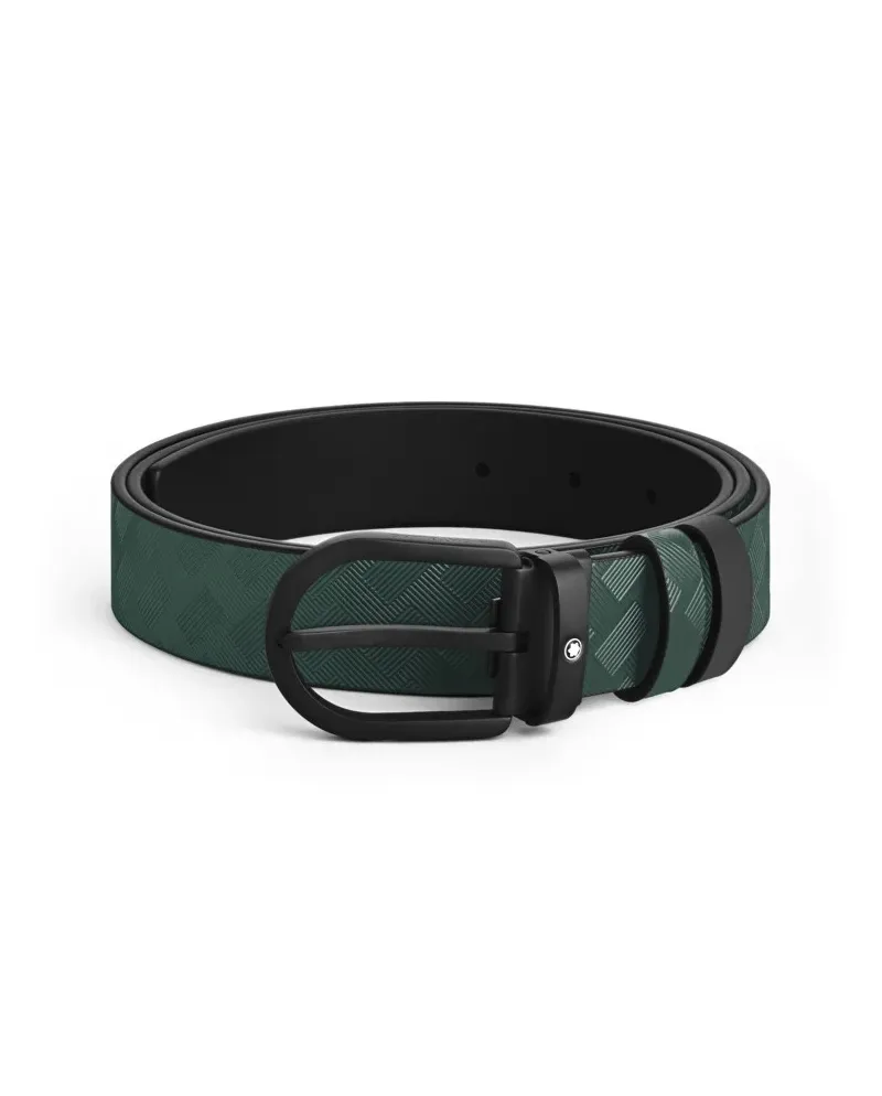 Ceinture réversible Montblanc Extreme 3.0 en cuir vert britannique avec motif fer à cheval et PVD 30 mm
